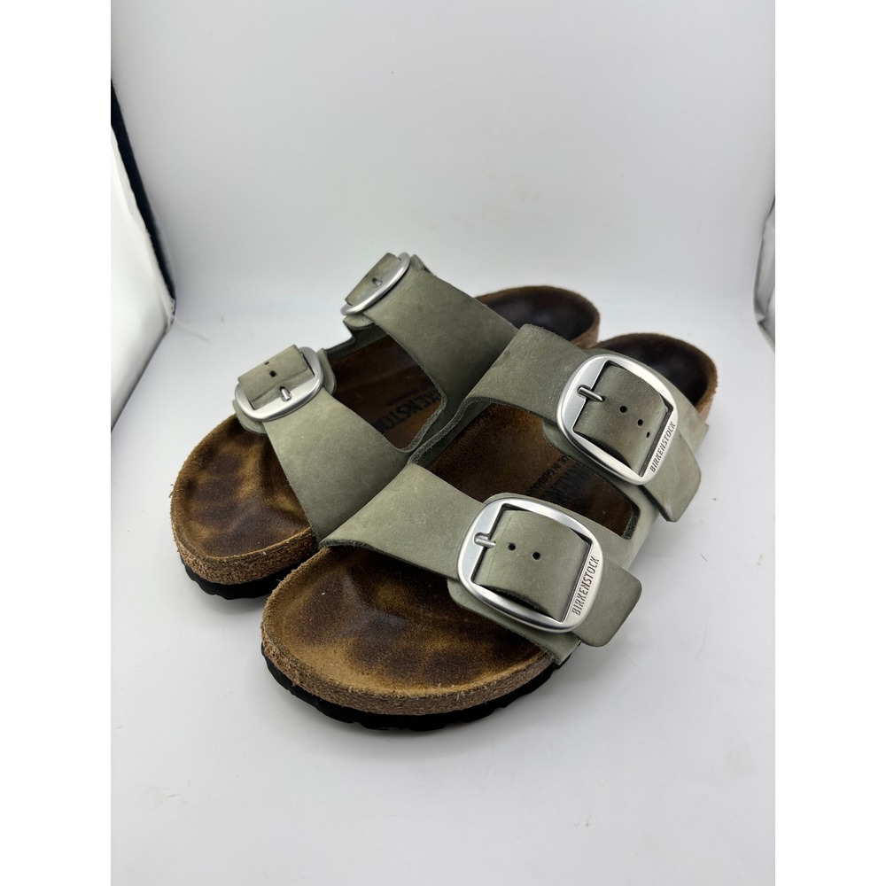 Birkenstock Arizona Big Buckle Olive Green Nubuck Sandals Womens 38 L7 M5